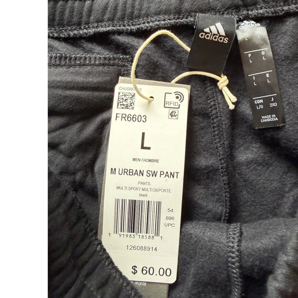Streetwear Adidas Urban Sweatpants L Black New 3-Stripes‎ Fleece Joggers FR6603